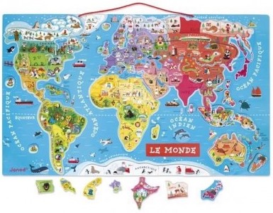 Puzzle carte du monde magnétique Janod